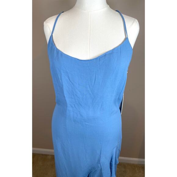 REFORMATION Winola Ruffle High Slit Azure Blue Maxi Dress Size XL - Picture 5 of 9